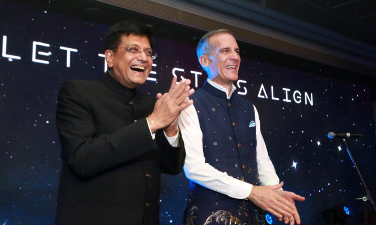 An image of Ambassador Garcetti and Minister Goyal.